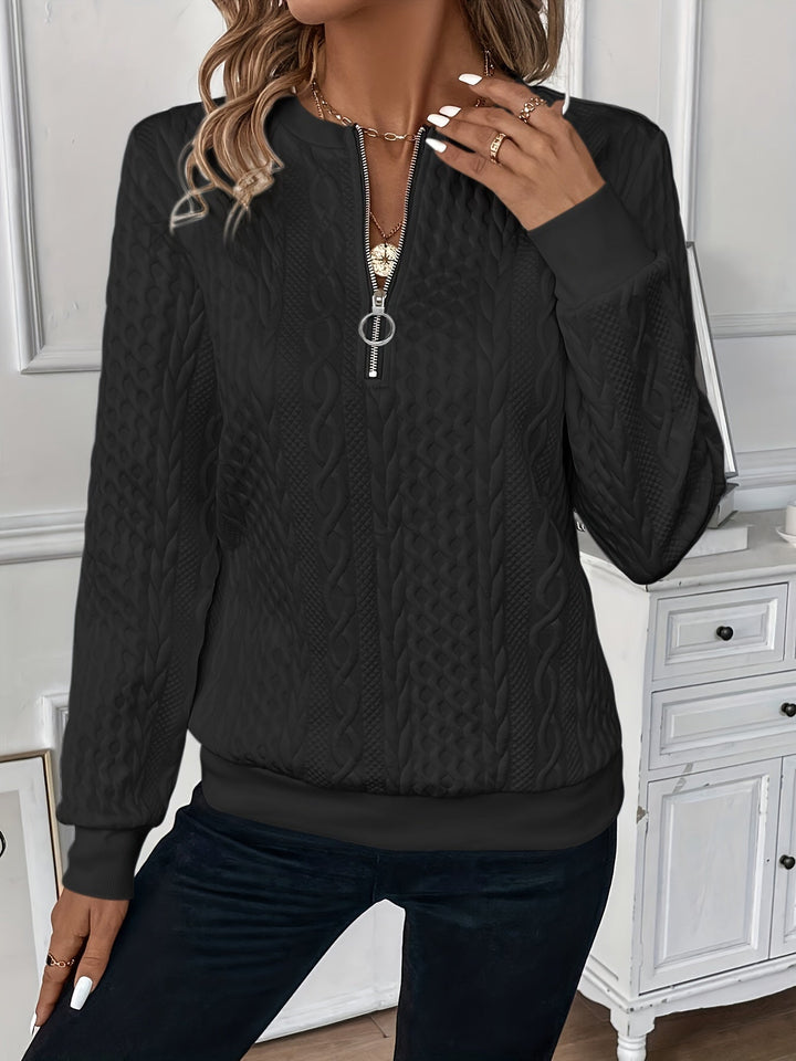 Charlyn™ - Elegant Zipper V-Neck Long Sleeve Sweatshirt