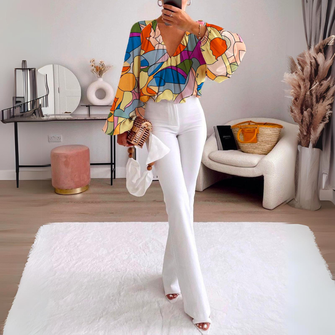 Tyla™ - Elegant Colorful V-Neck Blouse