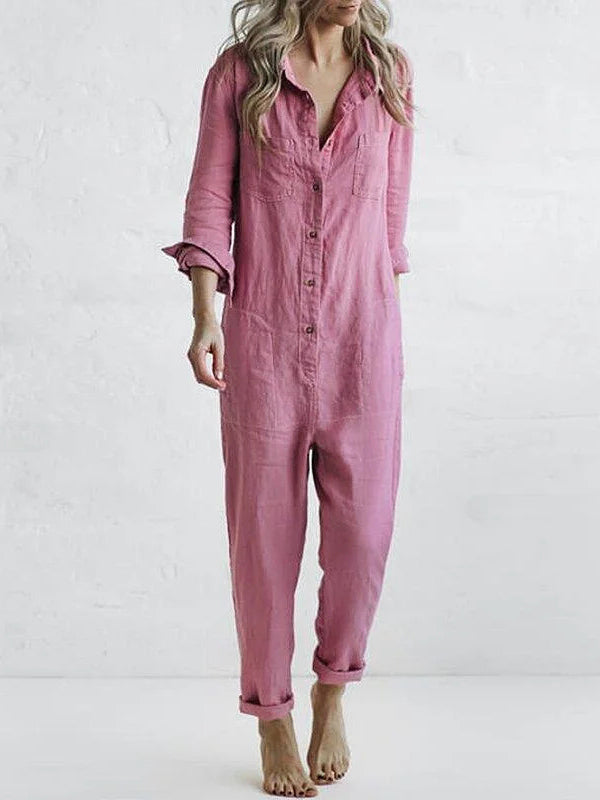 Amara™ - Buttoned Casual Long-Sleeved Jumpsuit