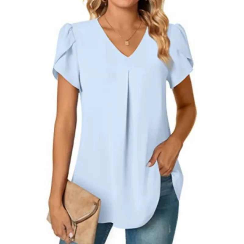 Sabrina™ - Women's V-Neck Half Long Shirt