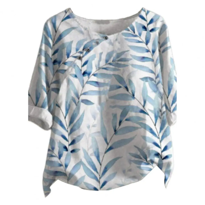 Priscilla™ - Women's Stylish Retro Leaf Print With Button Shirt