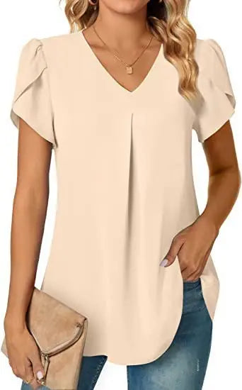 Sabrina™ - Women's V-Neck Half Long Shirt