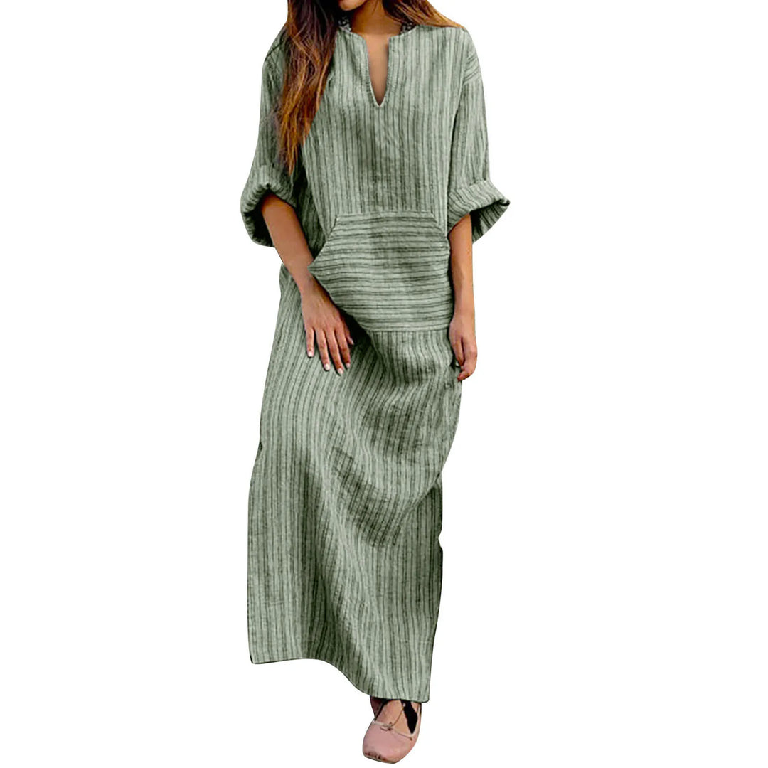 Tamara™ - Women's Cotton Linen Loose Long Sleeve Dress