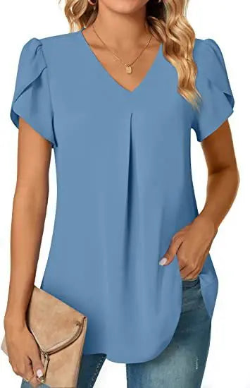 Sabrina™ - Women's V-Neck Half Long Shirt