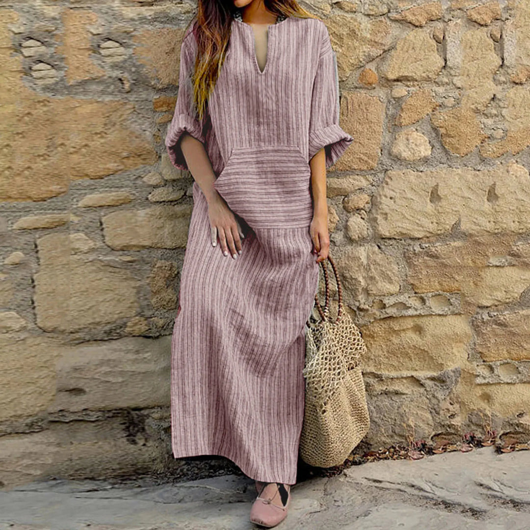 Tamara™ - Women's Cotton Linen Loose Long Sleeve Dress