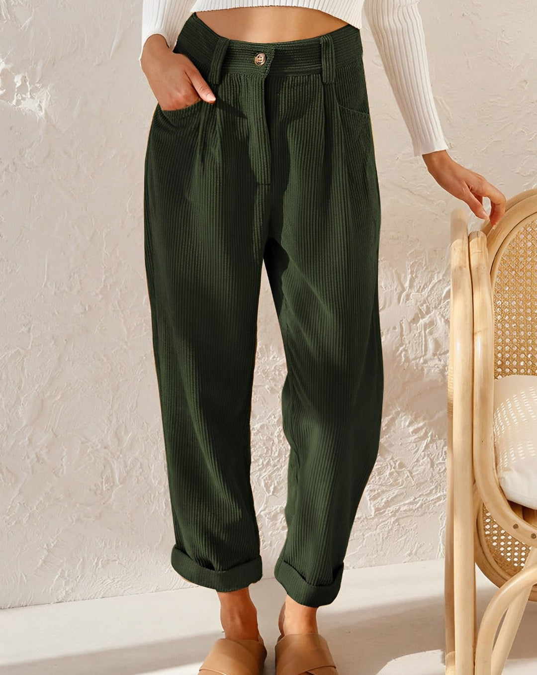 Elizia™ - Retro High-Waisted Corduroy Pants