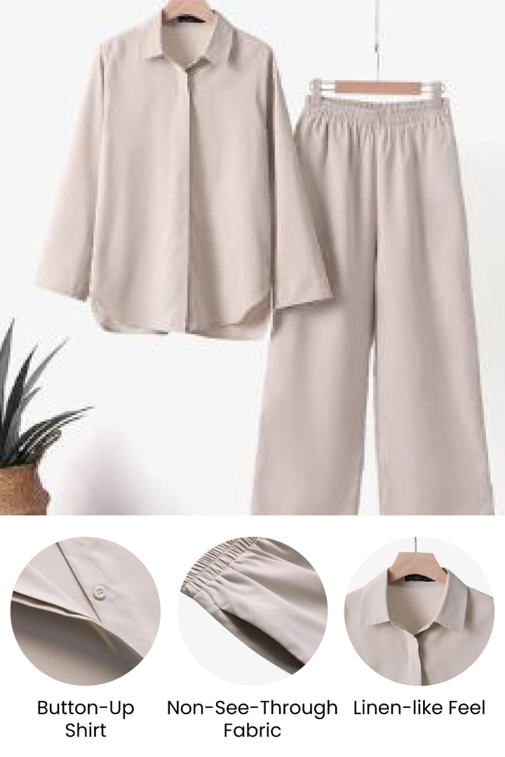 Luciana™ - Relaxed Shirt & Trousers Two-Piece Set