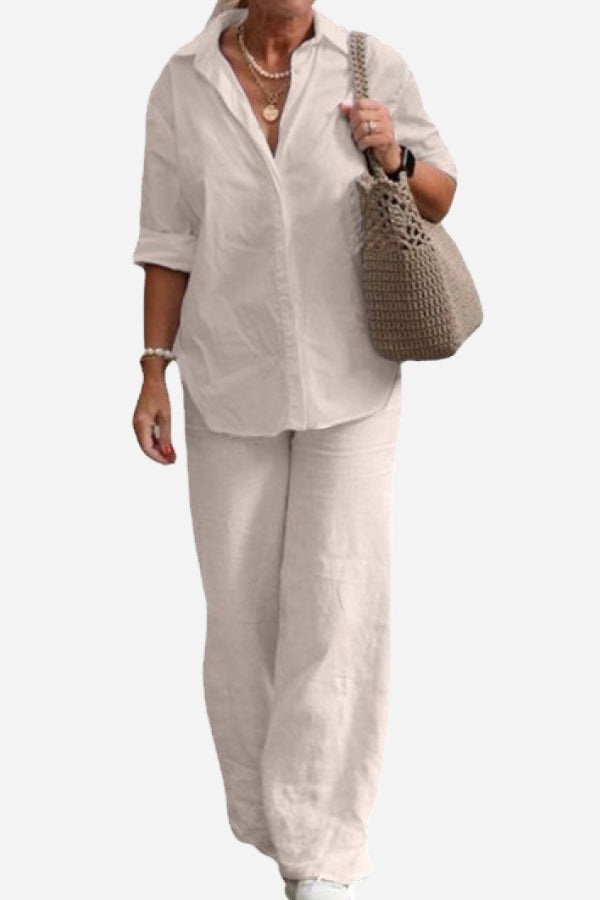 Luciana™ - Relaxed Shirt & Trousers Two-Piece Set