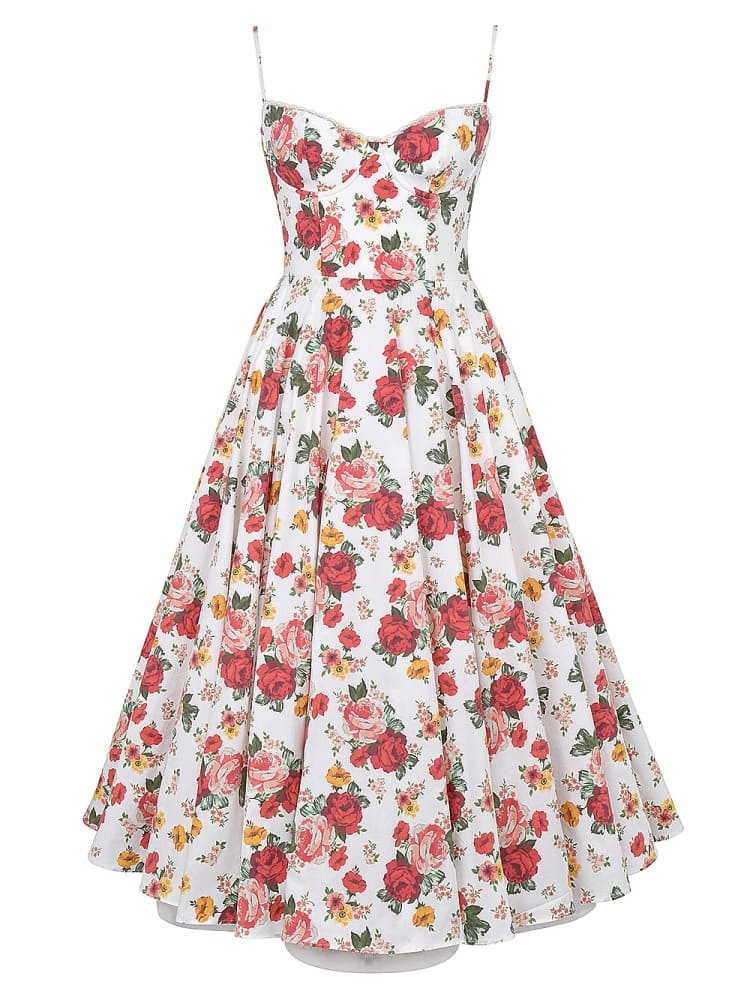 Marzia™ - Rose Print Tulle Midi Dress