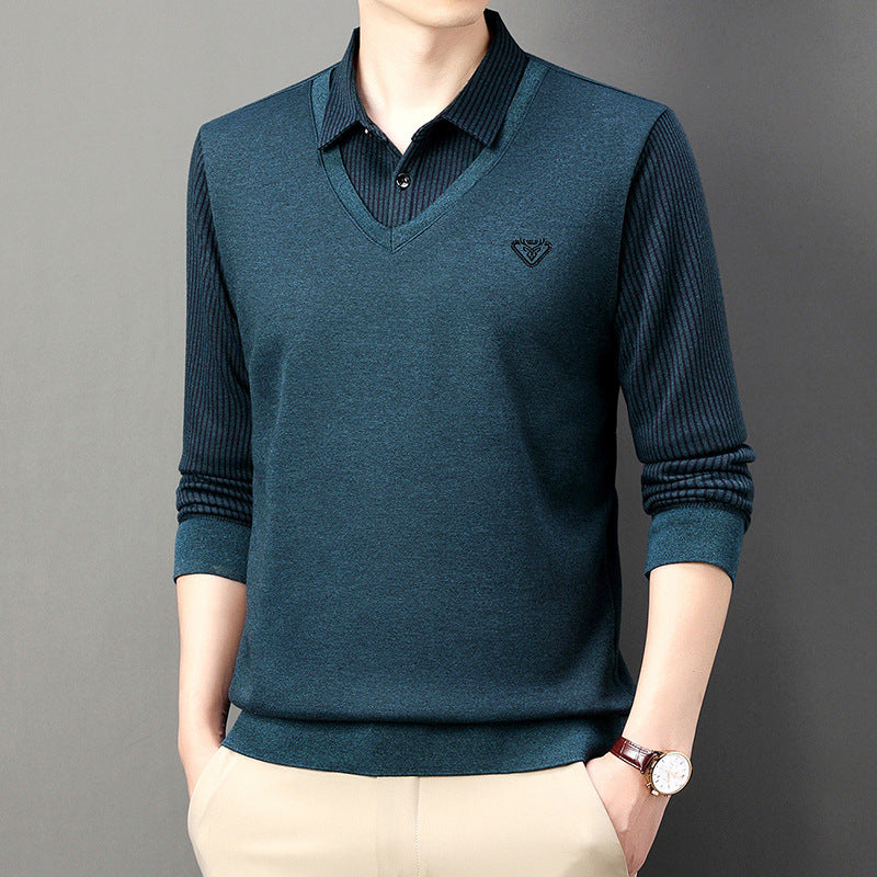 Alden™ - Men's Faux 2 Piece Knit Shirt