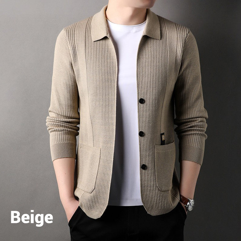 Jeri™ - Men's Lapel Knitted Long Sleeve Coat