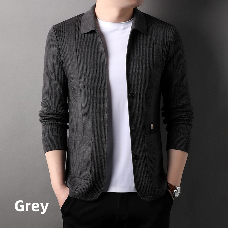 Jeri™ - Men's Lapel Knitted Long Sleeve Coat